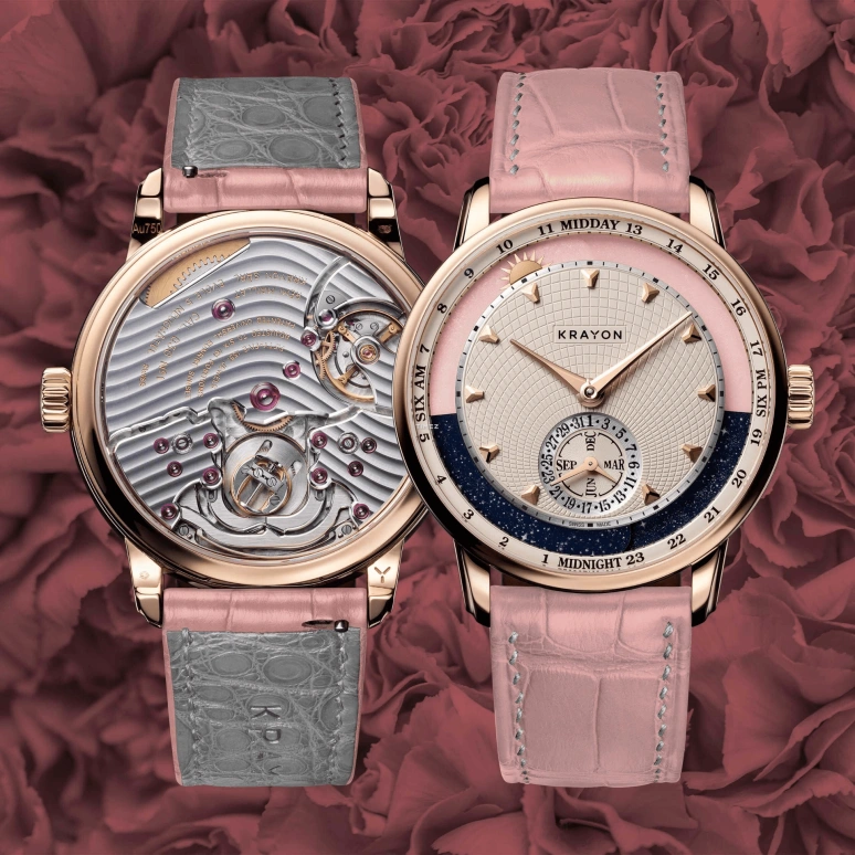 Krayon,Anywhere 39mm,39mm,Rose Gold,Cream,Handwound,Month,Day,Sun position/rising Time,Day / Night Indication,72hours,In-house Caliber,C030,C030-22