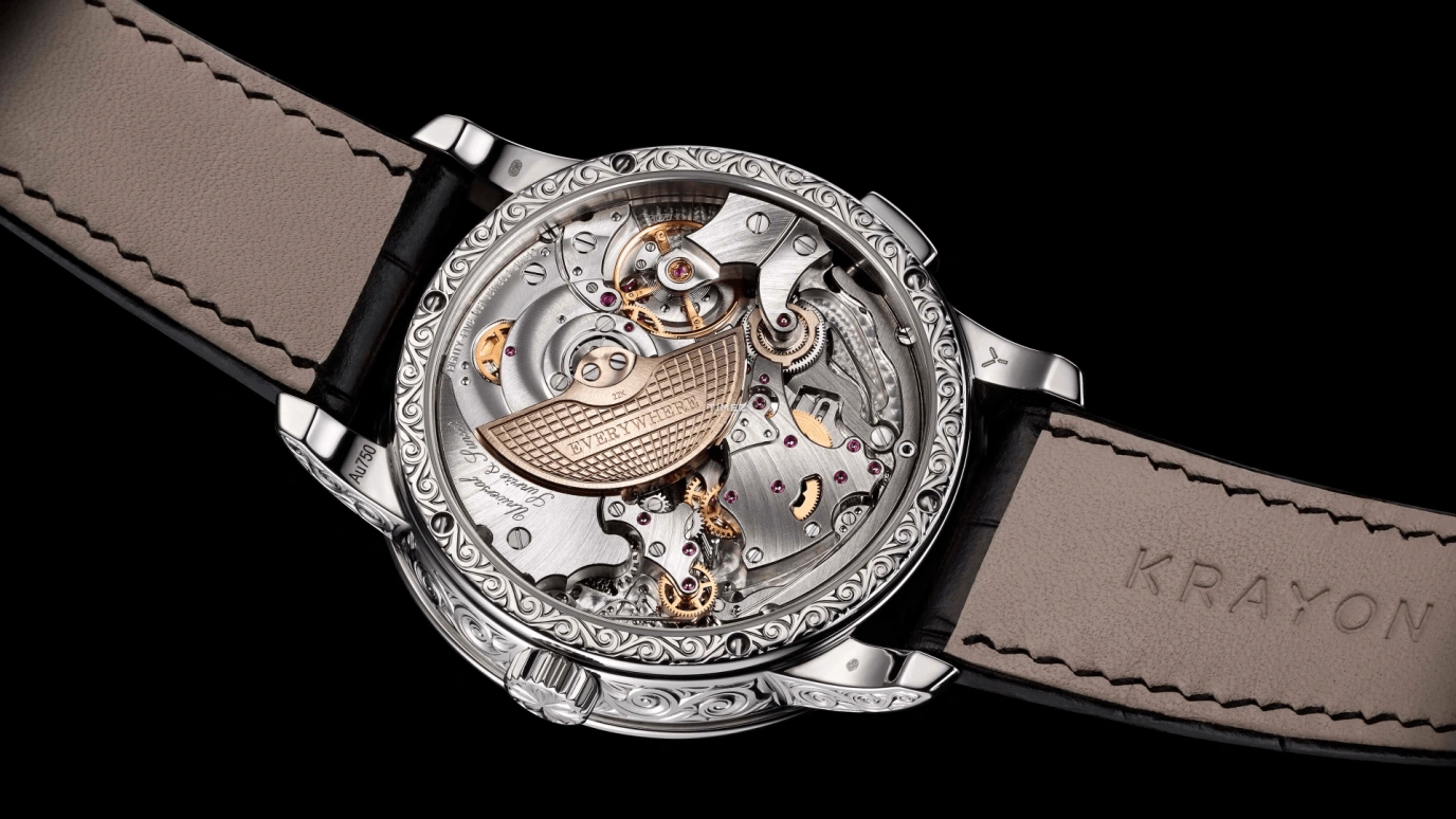 Krayon,Everywhere 43mm,43mm,White Gold,Silver,Automatic,Month,Day,Sun position/rising Time,Function Selector,72hours,In-house Caliber,Full Engraved