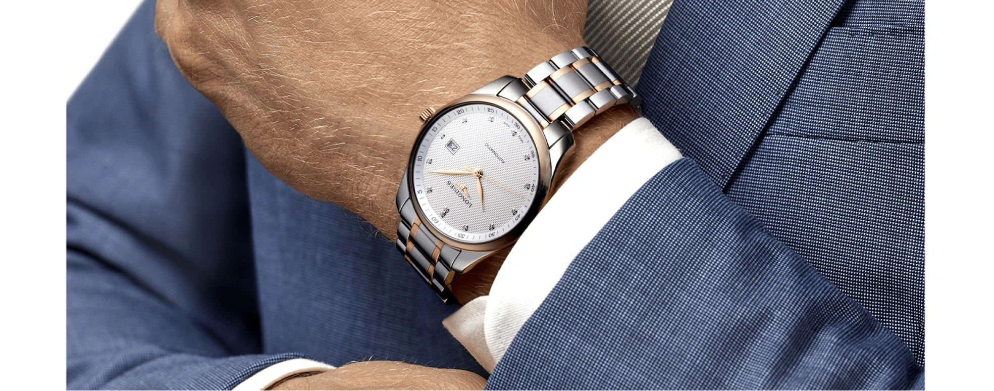 Longines,Master 42mm,42mm,Pink Gold,Stainless Steel,Silver,Automatic,Date,65hours,L2,L2.893.5.77.7