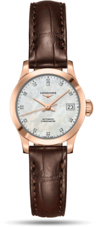 Longines,Record 26mm,26mm,Pink Gold,White,Automatic,Date,40hours,L2,L2.320.8.87.2