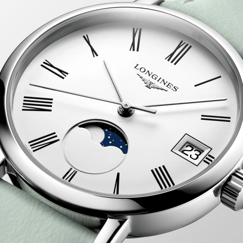 Longines,Elegant 36mm,36mm,Stainless Steel,White,Quartz,Moonphase,Day,L4,L4.330.4.11.0