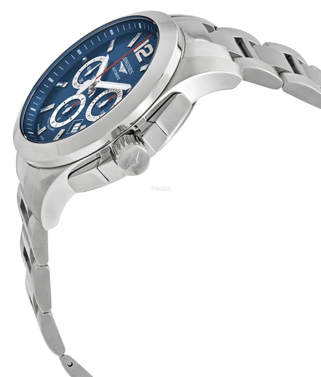 Longines,Conquest 44mm,44mm,Stainless Steel,Blue,Automatic,Chronograph,Day,L3,L3.801.4.96.6