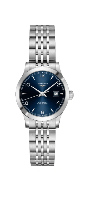 Longines,Record 30mm,30mm,Stainless Steel,Blue,Automatic,Date,40hours,L2,L2.321.4.96.6