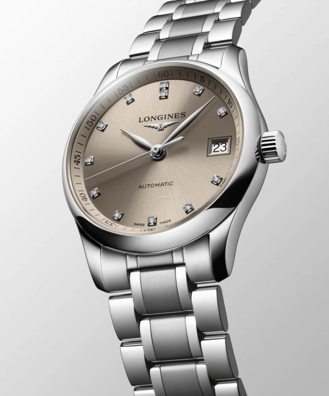 Longines,Master 34mm,34mm,Stainless Steel,Brown,Automatic,Day,64hours,L2,L2.357.4.07.6