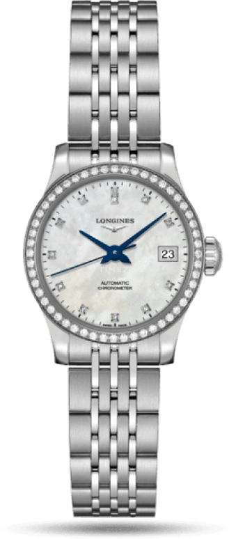 Longines,Record 26mm,26mm,Stainless Steel,White,Automatic,Date,40hours,L2,L2.320.0.87.6