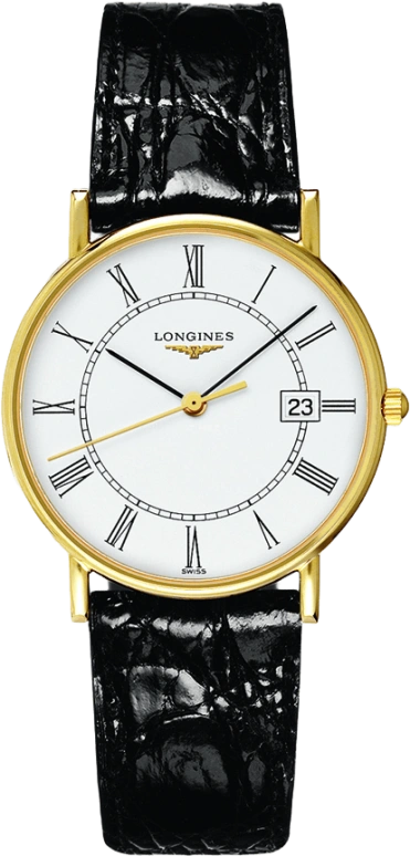 Longines,Presence 33mm,33mm,Yellow Gold,White,Quartz,Date,26280hours,L4,L4.743.6.11.0