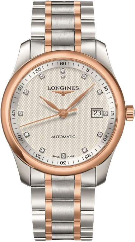 Longines,Master 40mm,40mm,Pink Gold,Stainless Steel,Silver,Automatic,Date,65hours,L2,L2.793.5.77.7
