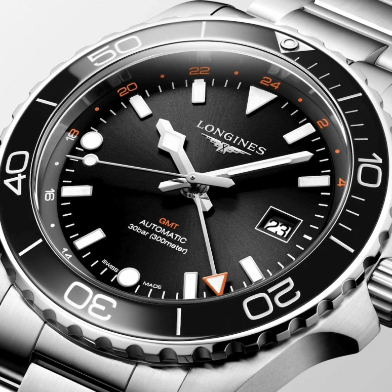 Longines,HydroConquest 43mm,43mm,Stainless Steel,Black,Automatic,Day,Dule Time,Anti-magnetic,L3,L3.890.4.56.6