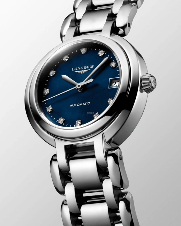 Longines,PrimaLuna 26.50mm,26.50mm,Stainless Steel,Blue,Automatic,Date,40hours,L8,L8.111.4.98.6