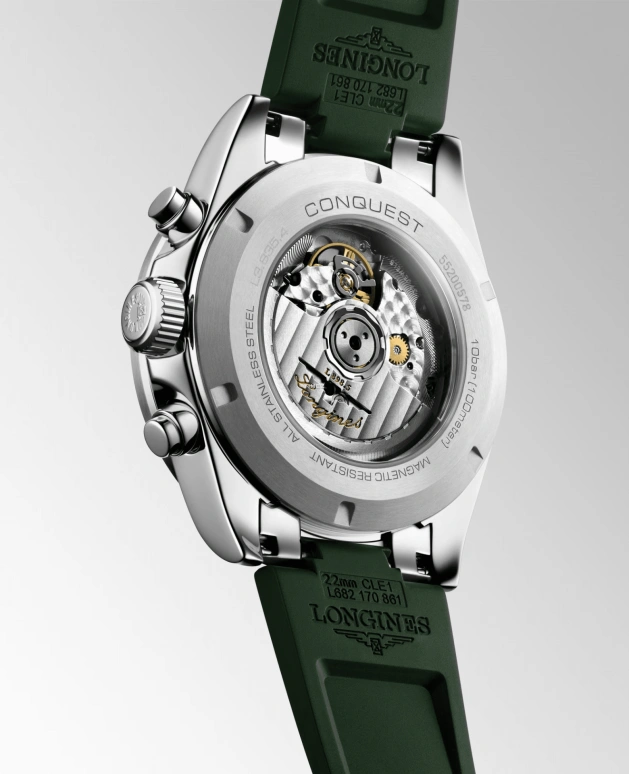 Longines,Sport 42mm,42mm,Stainless Steel,Green,Silver,Automatic,Chronograph,Anti-magnetic,L3,L3.835.4.02.9