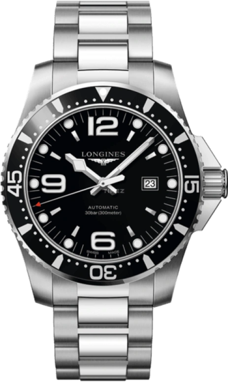 Longines,HydroConquest 44mm,44mm,Stainless Steel,Black,Automatic,Date,65hours,L3,L3.841.4.56.6