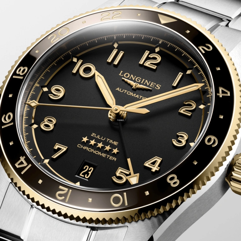 Longines,Spirit 39mm,39mm,Stainless Steel,Black,Automatic,Day,Dule Time,L3,L3.802.5.53.6