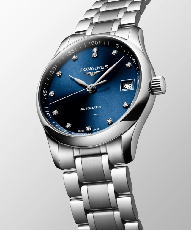 Longines,Master 34mm,34mm,Stainless Steel,Blue,Automatic,Day,64hours,L2,L2.357.4.97.6