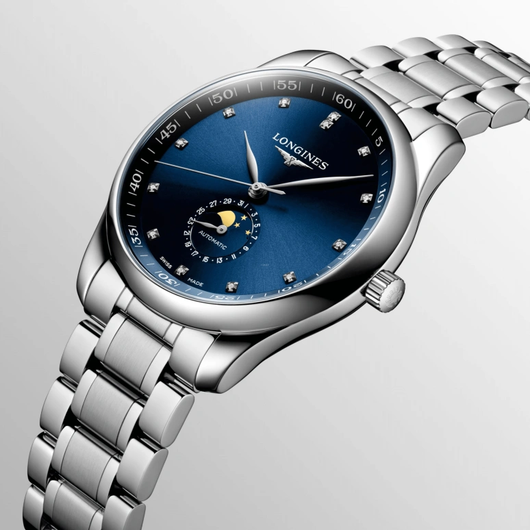 Longines,Master 42mm,42mm,Stainless Steel,Blue,Automatic,Moonphase,Date,L2,L2.919.4.97.6