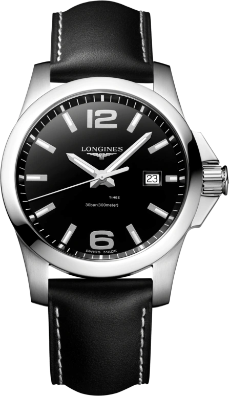 Longines,Conquest 41mm,41mm,Stainless Steel,Black,Quartz,Day,26280hours,L3,L3.759.4.58.3