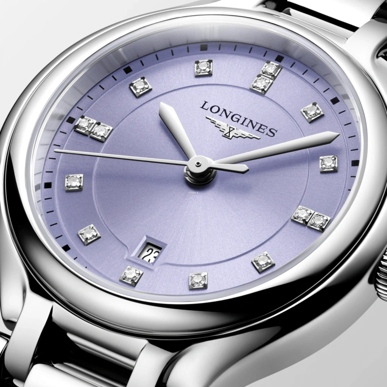 Longines,PrimaLuna 30mm,30mm,Stainless Steel,Purple,Quartz,Day,In-house Caliber,L8,L8.142.4.07.6