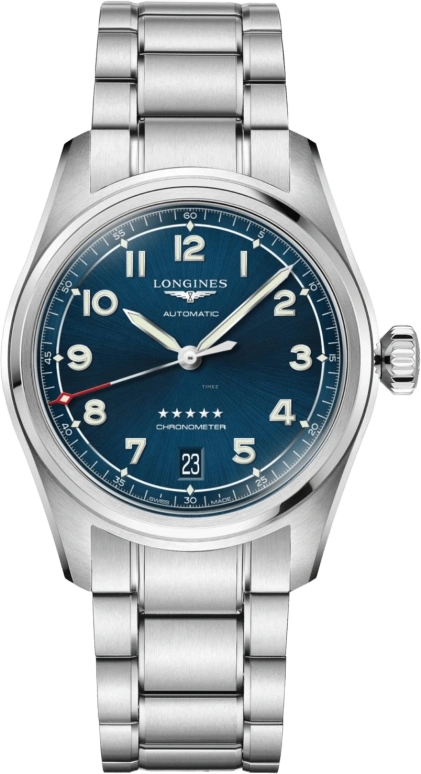 Longines,Spirit 37mm,37mm,Stainless Steel,Blue,Automatic,Date,64hours,L3,L3.410.4.93.6