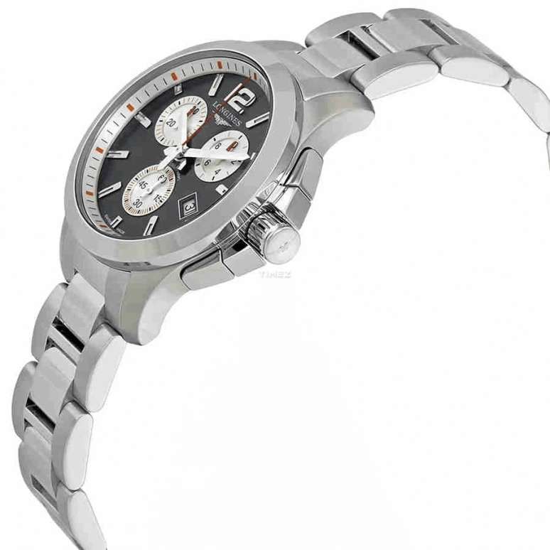 Longines,Conquest 36mm,36mm,Stainless Steel,Black,Silver,Quartz,Chronograph,Day,L3,L3.379.4.79.6