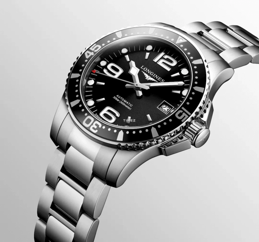 Longines,HydroConquest 39mm,39mm,Stainless Steel,Black,Automatic,Day,72hours,L3,L3.741.4.56.6