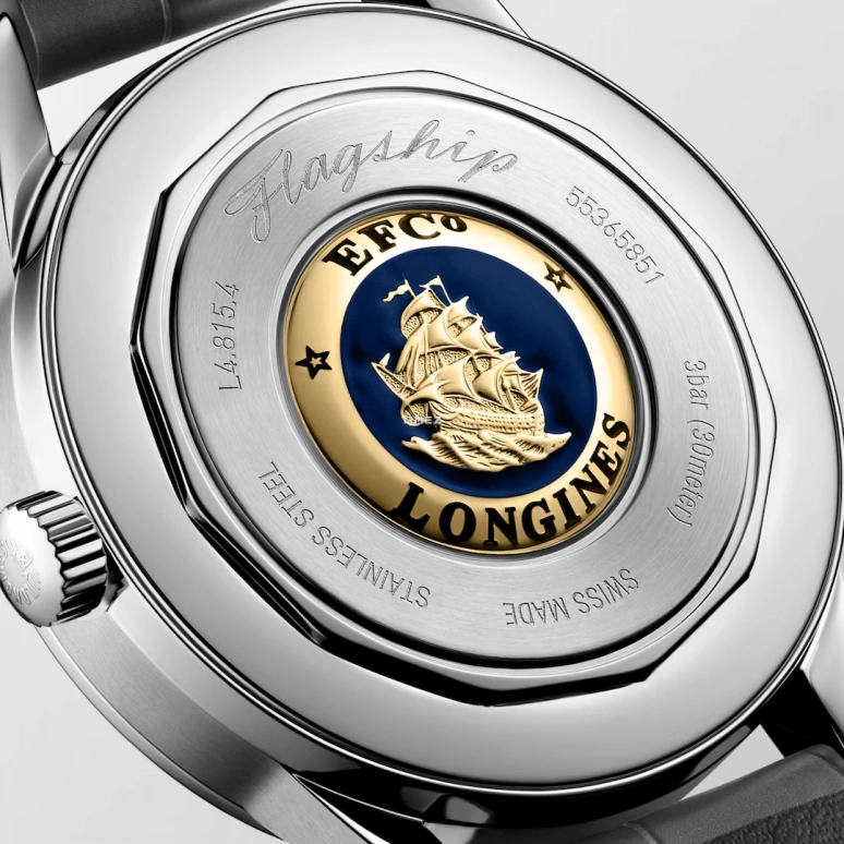 Longines,Flagship 38.50mm,38.50mm,Stainless Steel,Smoky Coal,Automatic,Moonphase,Day,L4,L4.815.4.52.2