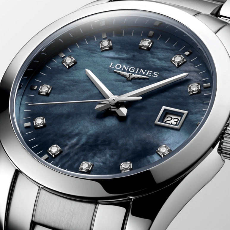 Longines,Conquest Classic 29.50mm,29.50mm,Stainless Steel,Black,Quartz,Date,Jumping Minutes,L2,L2.286.4.88.6