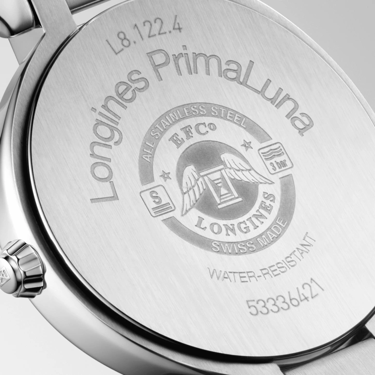 Longines,PrimaLuna 30mm,30mm,Stainless Steel,Ice Blue,Quartz,Day,26280hours,L8,L8.122.4.90.6