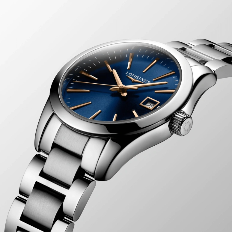 Longines,Conquest Classic 29.50mm,29.50mm,Stainless Steel,Blue,Quartz,Date,Jumping Minutes,L2,L2.286.4.92.6