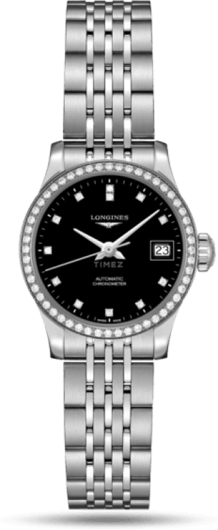 Longines,Record 26mm,26mm,Stainless Steel,Black,Automatic,Date,40hours,L2,L2.320.0.57.6
