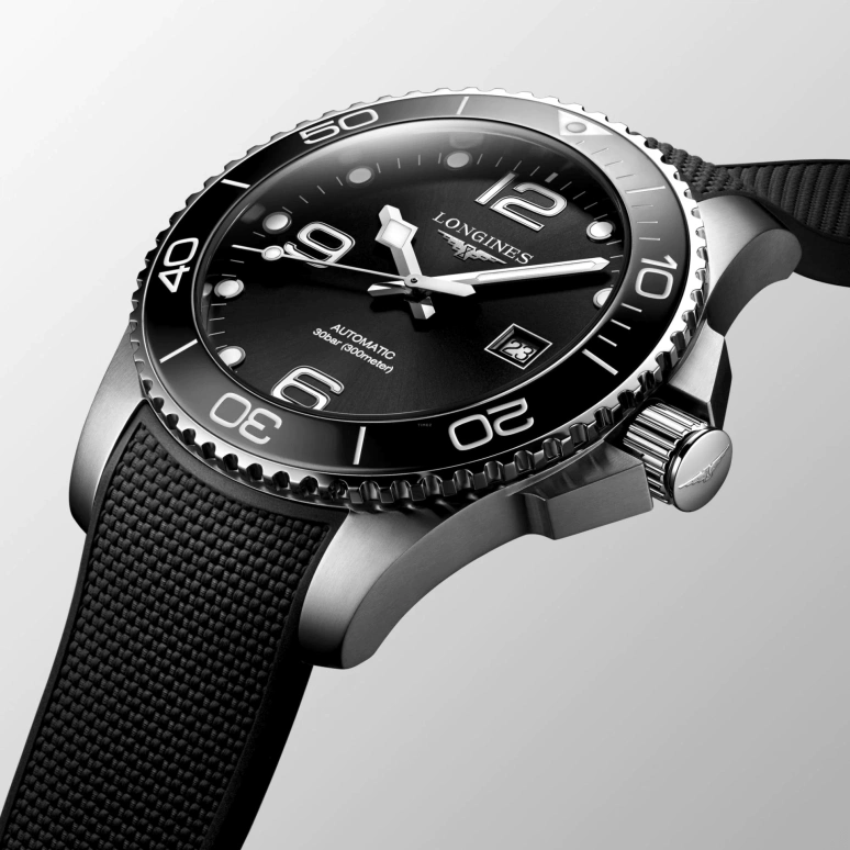 Longines,HydroConquest 43mm,43mm,Stainless Steel,Black,Automatic,Date,65hours,L3,L3.782.4.56.9
