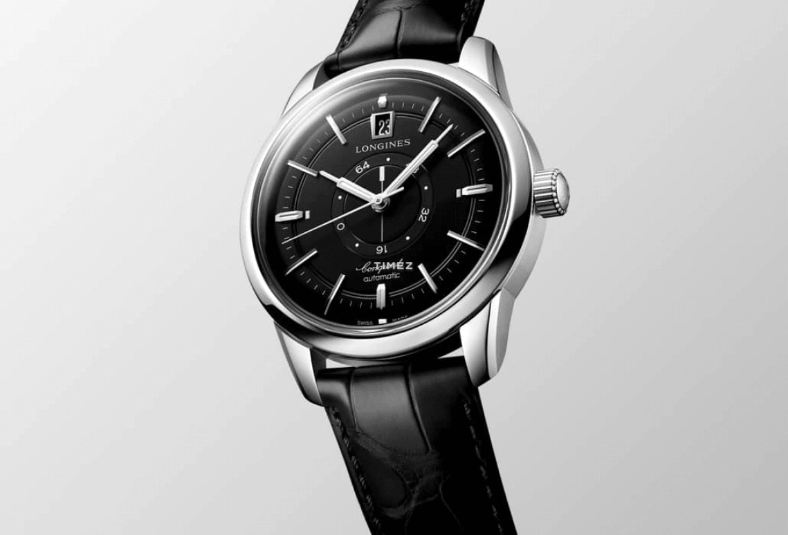 Longines,Conquest Heritage 38mm,38mm,Stainless Steel,Black,Automatic,Day,Power Reserve Indicator,L1,L1.648.4.52.2
