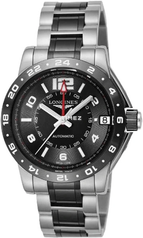 Longines,Admiral 42mm,42mm,Stainless Steel,Black,Automatic,Day,Dule Time,L3,L3.669.4.58.7