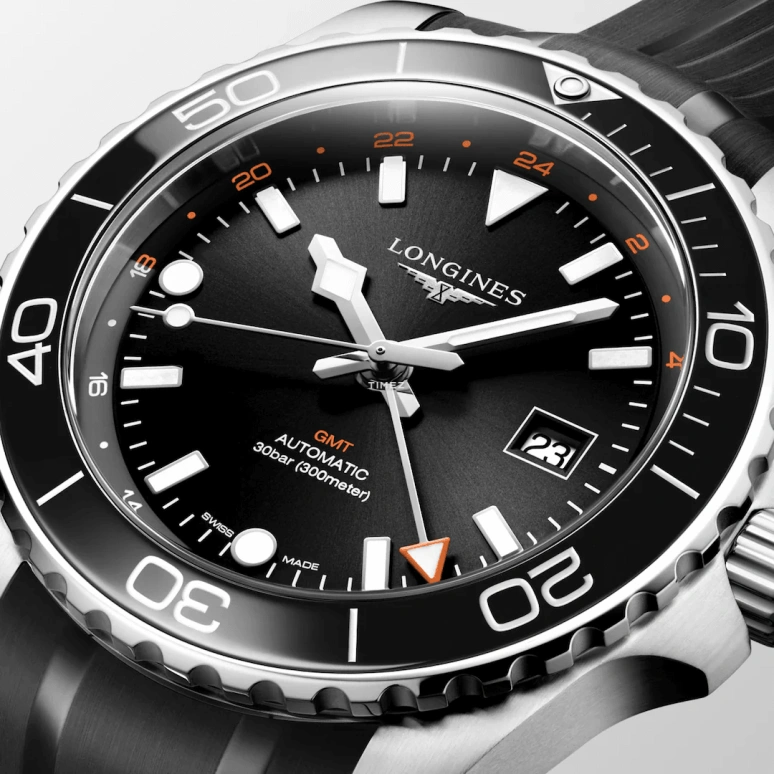 Longines,HydroConquest 43mm,43mm,Stainless Steel,Black,Automatic,Day,Dule Time,Anti-magnetic,L3,L3.890.4.56.9