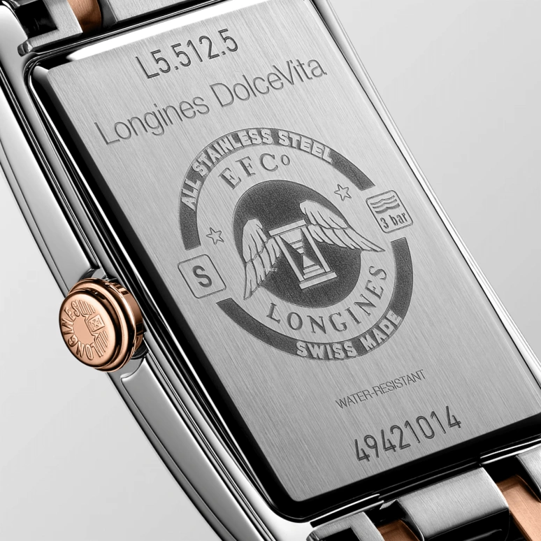 Longines,DolceVita 23.30x37mm,23.30x37mm,Stainless Steel,Rose Gold,Silver,Quartz,26280hours,In-house Caliber,L5,L5.512.5.71.7
