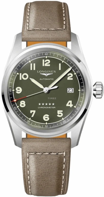 Longines,Spirit 40mm,40mm,Stainless Steel,Green,Automatic,Date,64hours,L3,L3.810.4.03.2