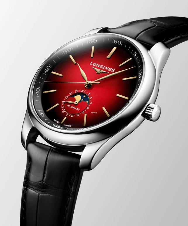 Longines,Master 42mm,42mm,Stainless Steel,Red,Gradient,Automatic,Moonphase,Day,L2,L2.919.4.09.2