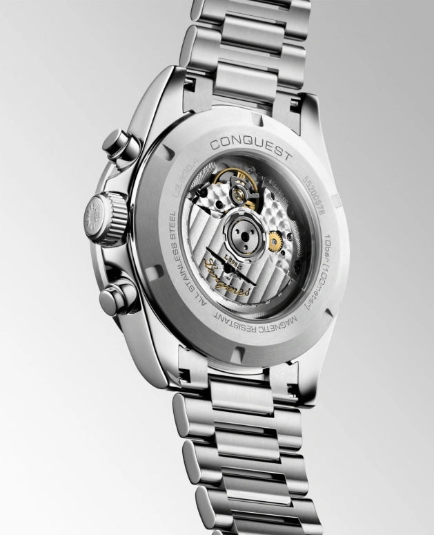 Longines,Conquest 42mm,42mm,Stainless Steel,Silver White,Automatic,Chronograph,Anti-magnetic,L3,L3.835.4.02.6