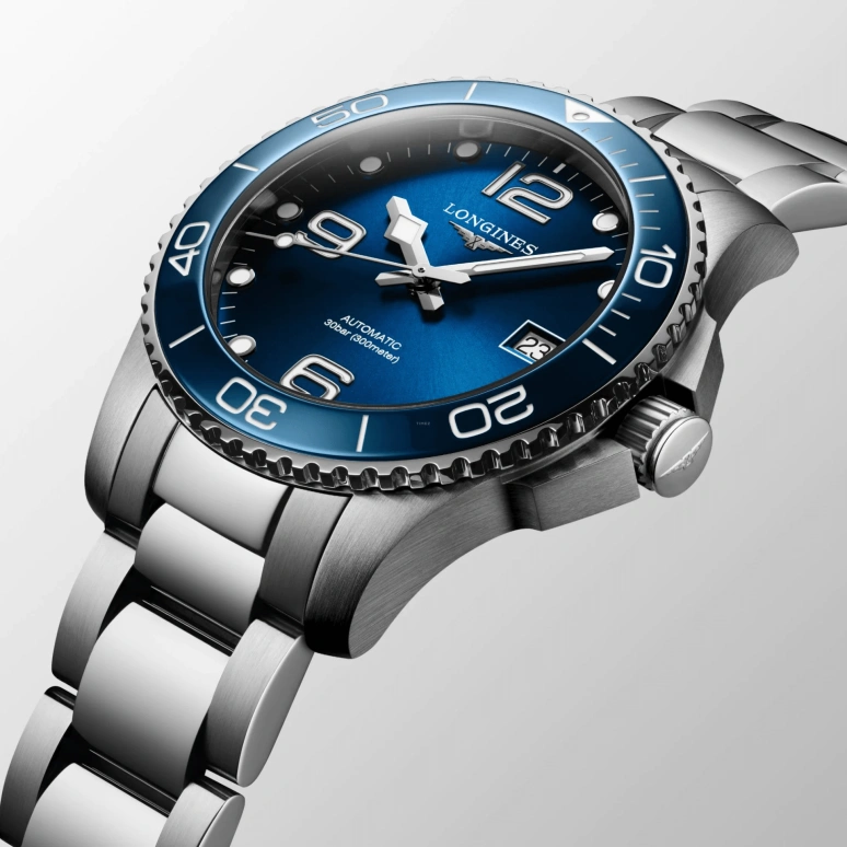 Longines,HydroConquest 39mm,39mm,Ceramic,Stainless Steel,Blue,Automatic,Date,64hours,L3,L3.780.4.96.6