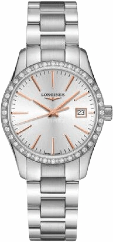 Longines,Conquest Classic 34mm,34mm,Stainless Steel,Silver,Quartz,Date,26280hours,L2,L2.386.0.72.6