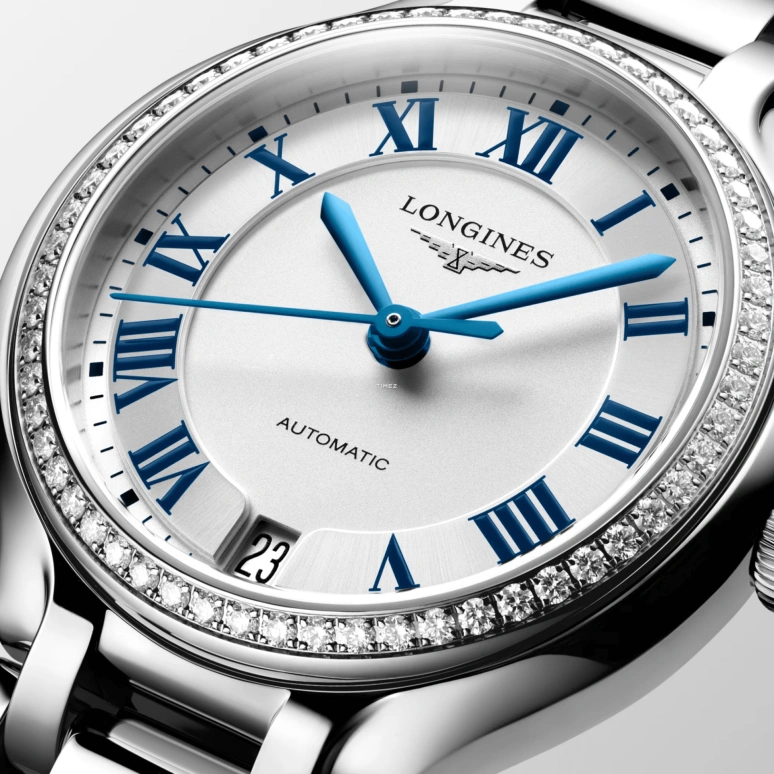 Longines,PrimaLuna 34mm,34mm,Stainless Steel,Silver,Automatic,Day,64hours,L8,L8.124.0.71.6