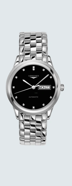 Longines,Flagship 38.50mm,38.50mm,Stainless Steel,Black,Automatic,Date,Day,L4,L4.899.4.57.6