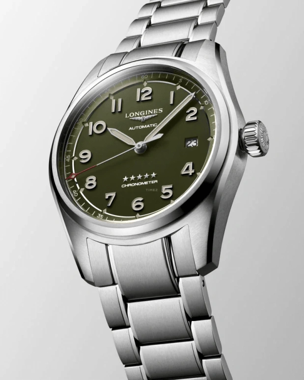 Longines,Spirit 40mm,40mm,Stainless Steel,Green,Automatic,Date,64hours,L3,L3.810.4.03.6