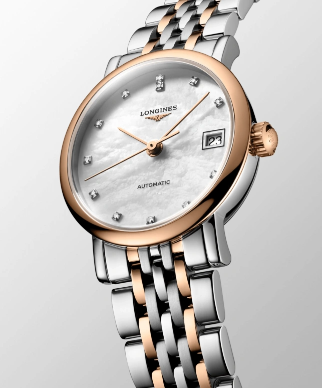Longines,Elegant 25.50mm,25.50mm,Stainless Steel,Pink Gold,White,Automatic,Day,40hours,L4,L4.309.5.80.7