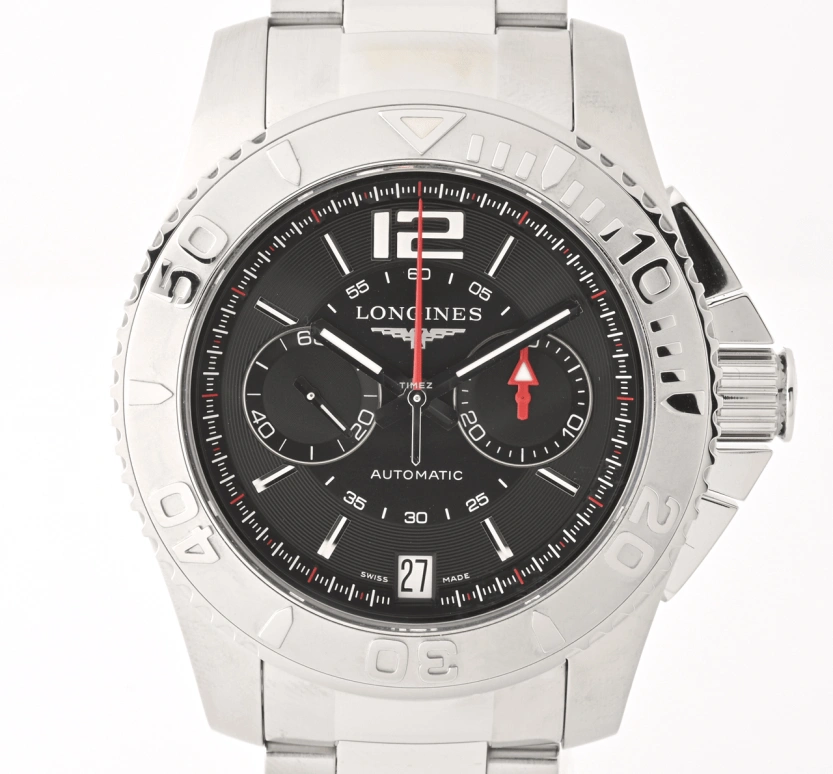 Longines,HydroConquest 47.50mm,47.50mm,Stainless Steel,Black,Automatic,Chronograph,Day,L3,L3.765.4.56.6