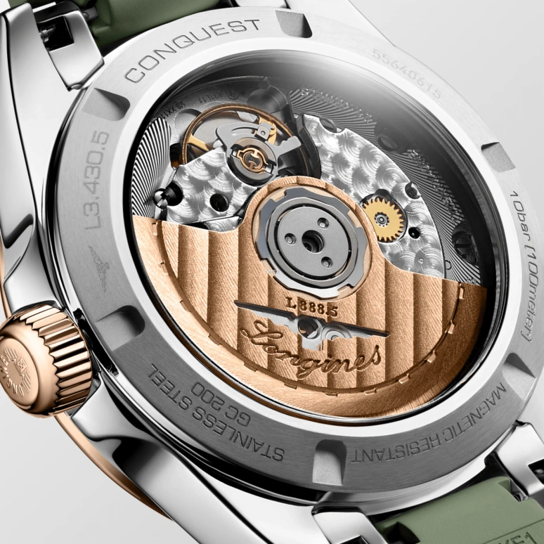 Longines,Conquest 34mm,34mm,Stainless Steel,Green,Automatic,Day,Anti-magnetic,L3,L3.430.5.02.9