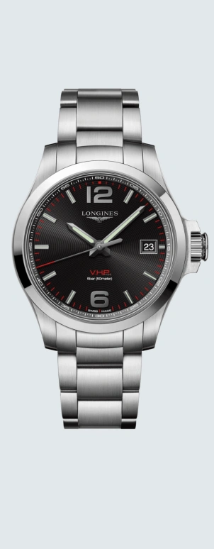 Longines,Conquest V.H.P. 41mm,41mm,Stainless Steel,Black,Quartz,Date,In-house Caliber,L3,L3.716.4.56.6