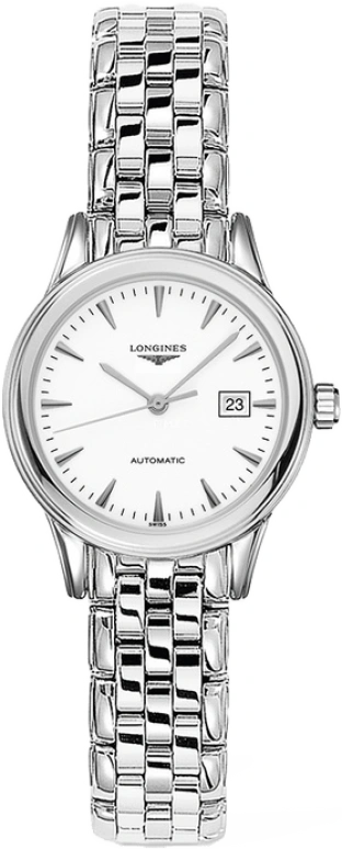 Longines,Flagship 30mm,30mm,Stainless Steel,White,Automatic,Date,40hours,L4,L4.374.4.12.6
