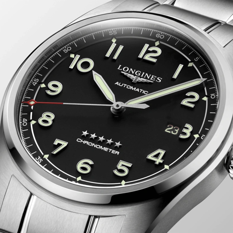 Longines,Spirit 42mm,42mm,Stainless Steel,Black,Automatic,Date,64hours,L3,L3.811.4.53.6
