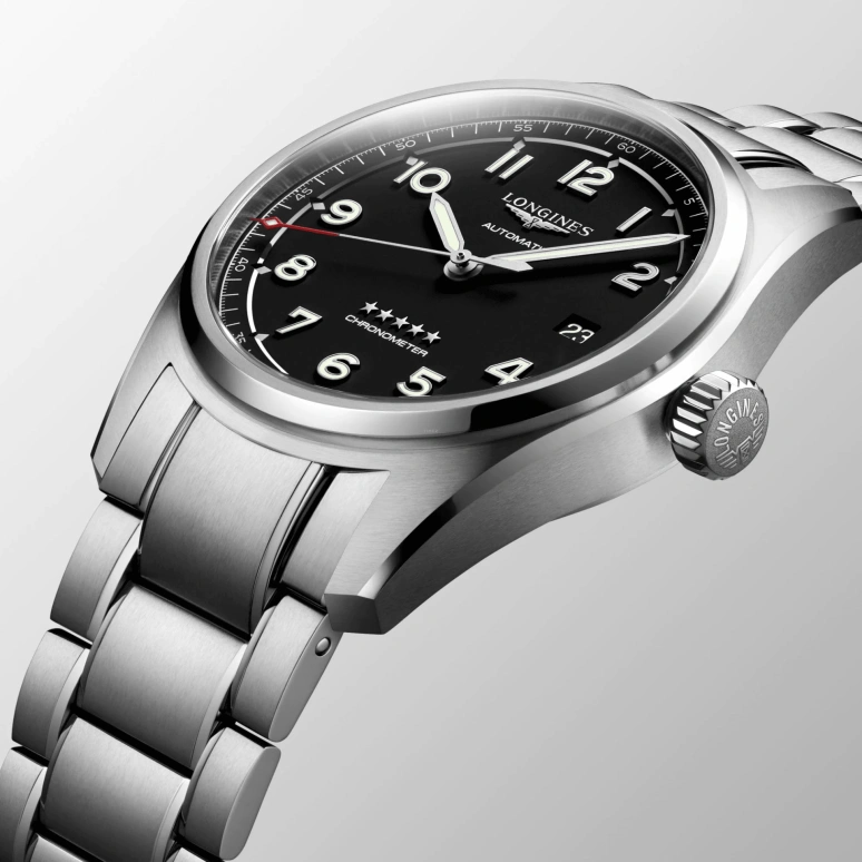Longines,Spirit 40mm,40mm,Stainless Steel,Black,Automatic,Day,64hours,L3,L3.810.4.53.9