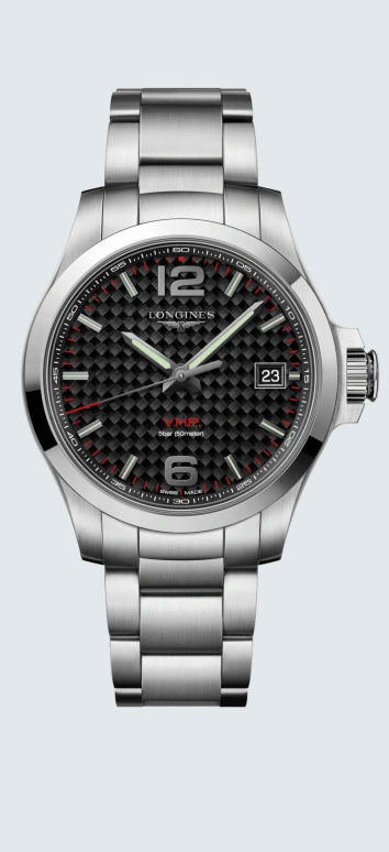 Longines,Conquest V.H.P. 41mm,41mm,Stainless Steel,Black,Quartz,Date,In-house Caliber,L3,L3.716.4.66.6