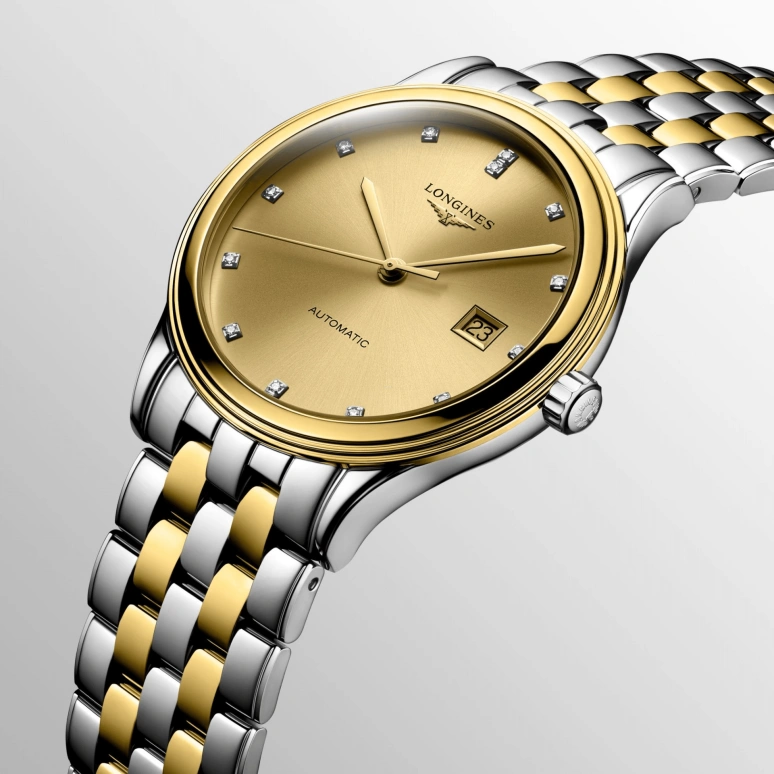 Longines,Flagship 40mm,40mm,Stainless Steel,Champagne,Automatic,Date,64hours,L4,L4.984.3.37.7